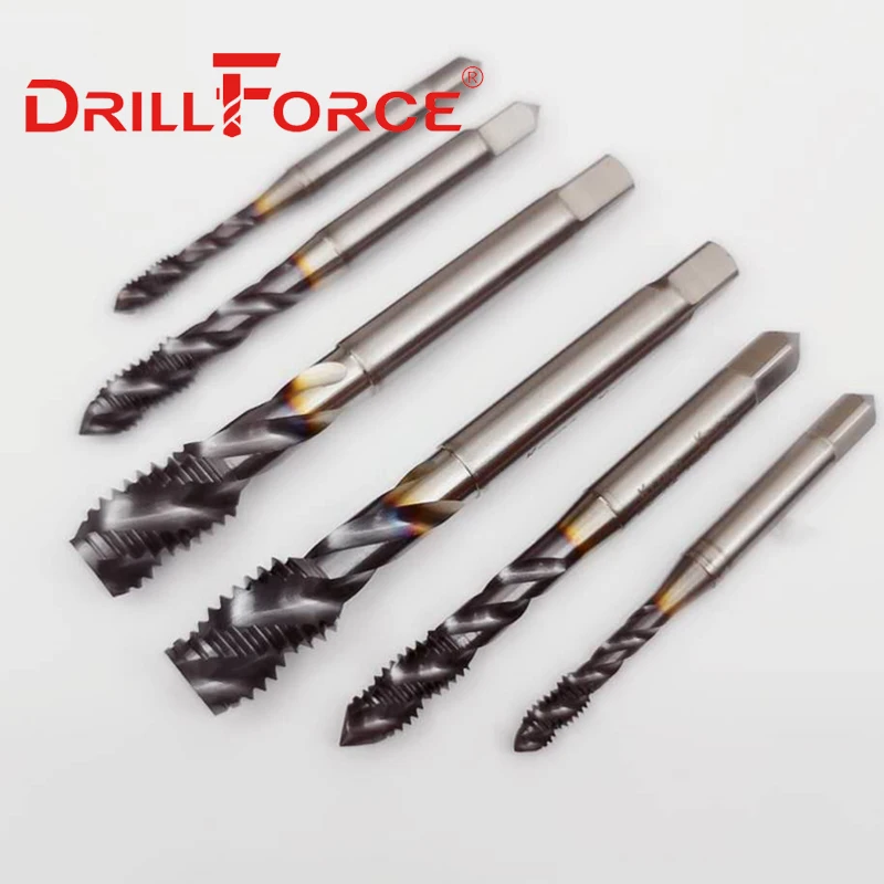 Drillforce Cobalt Screw Thread Tap Drill Bits Spiral Flute Metric M2-M16 TICN Coated Machine Tools For Stainless Steel