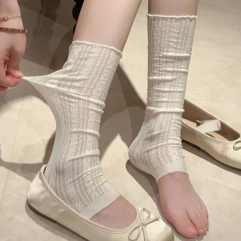 1/3Pairs Ballet Stamped Leg Warmers Japanese Women Mesh Flared Socks Knee High Boot Cuffs Lolita Leg Covers Fashion Accessories