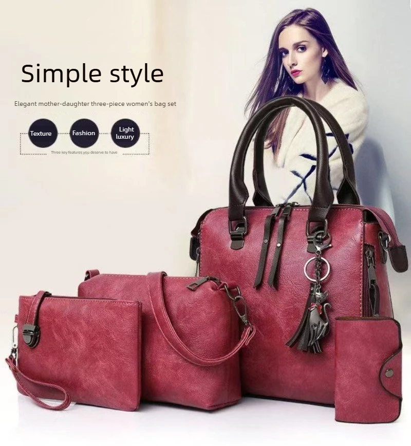Damen-Handtaschen-Set 2026 aus PU-Leder, 4-teilig, Designer-Handtasche, Umhängetasche, Pendler-Tasche mit großer Kapazität – Detail 2