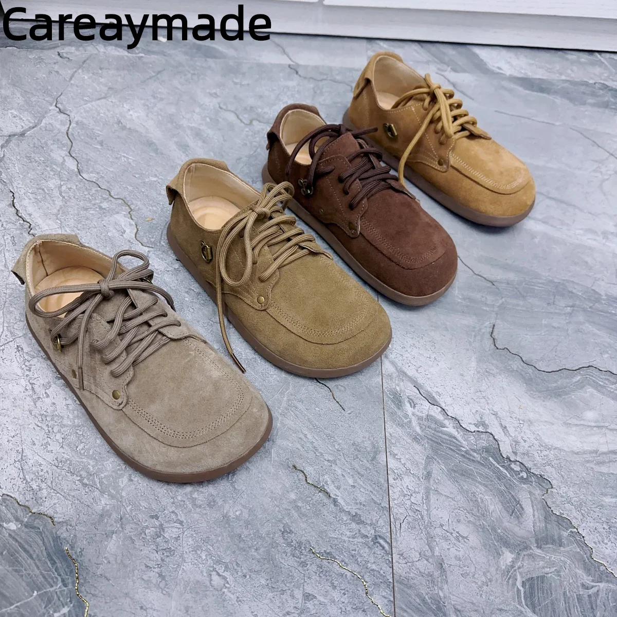 Careaymade-ręcznie robiona skóra skórzana krowa sznurowana Oxford brzydka urocza lalka głowa na co dzień buty bean shoes duży rozmiar 35-43