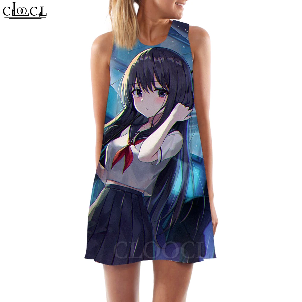 CLOOCL Vrouwen Tank Tops Komi Sankomi San Grafische Gedrukt Losse Jurk Sexy Mode Korte Casual Vrouwelijke Vest Mouwloze Jurk