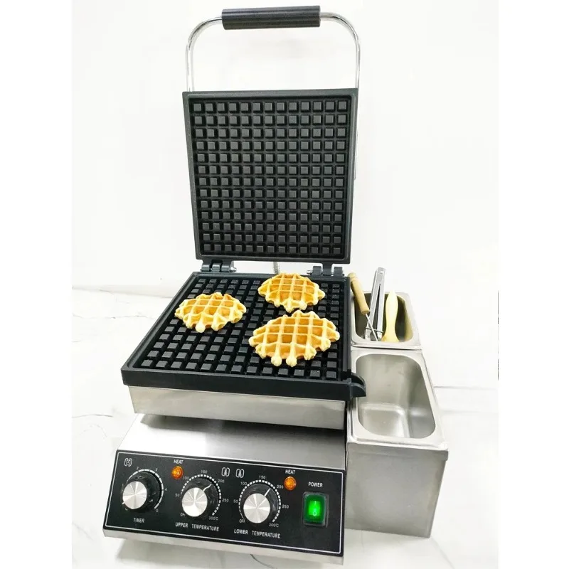 Commercial Electric Croissant Waffle Maker Croissant Frosting Waffle Baking Oil Leakage Hole Double-sided Heating Plaid Waffle