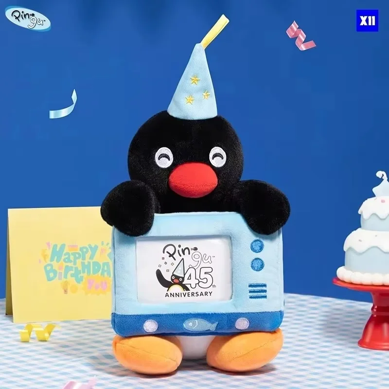 Nowa Lalka Pingu Okazja 45. Rocznica Ramka na Zdjęcia Oryginalna Urocza Pluszowa Lalka Pingwin Wypchana Zabawka Uśmiechnięte Oczy Tort Pluszowa Zabawka Prezent Zabawka