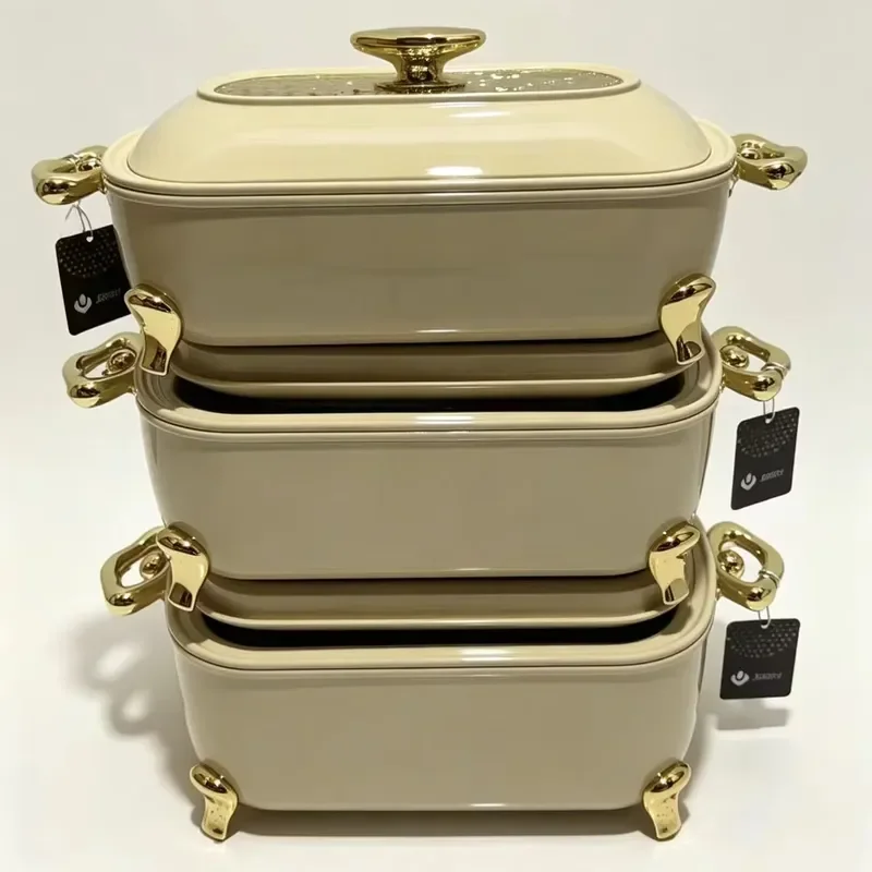 Ramadan Mubarak Food Warmer Set 3-piece 3L 4L 5L Warmer Hot Pot for Eid al-Fitr Muslim Party Supplies, Stainless Steel Buffet