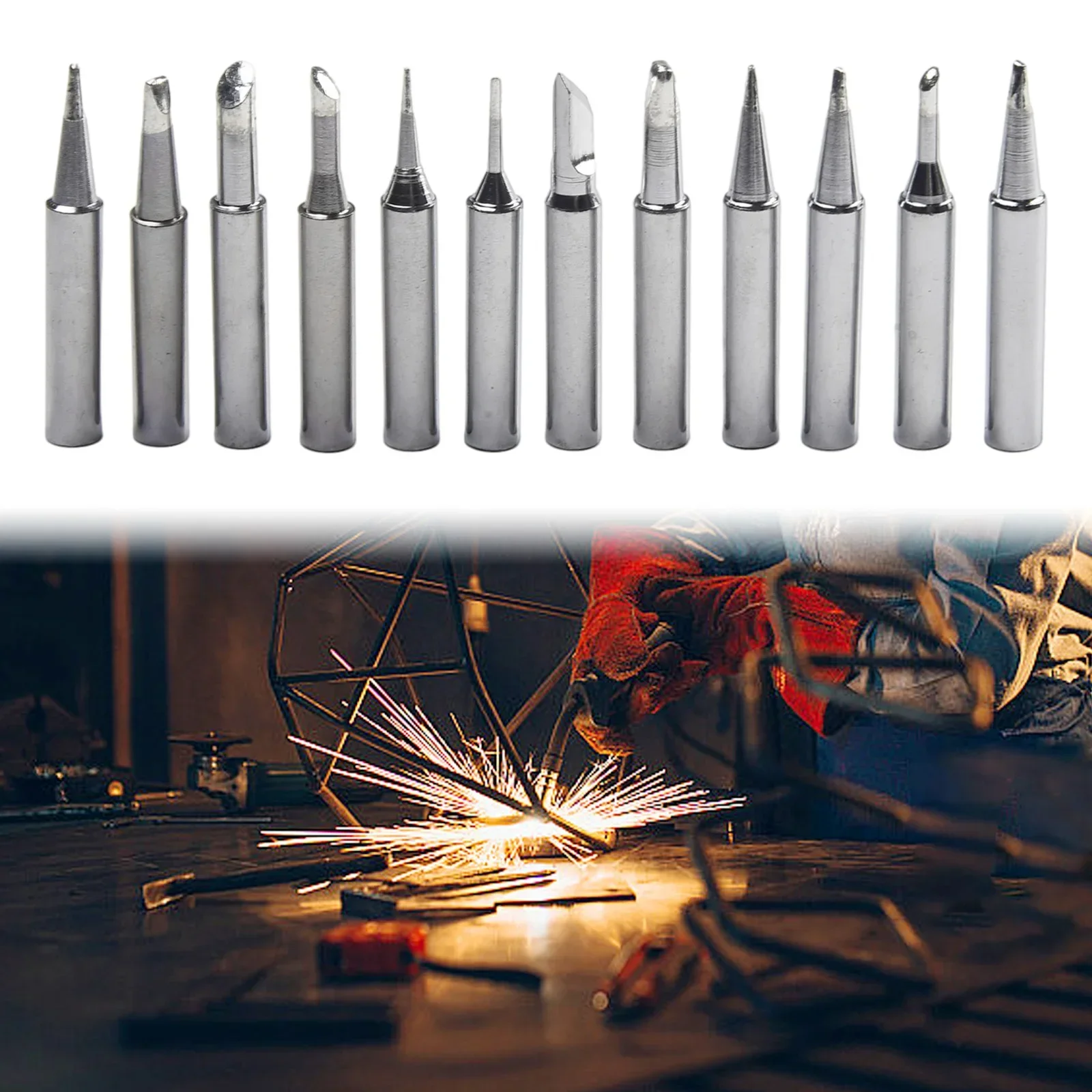 12pcs Soldering Iron Tips 900M-T Welding Station Tools I B C D K For 936 937 938  Soldering Rework Station Lead-free Welding Tip