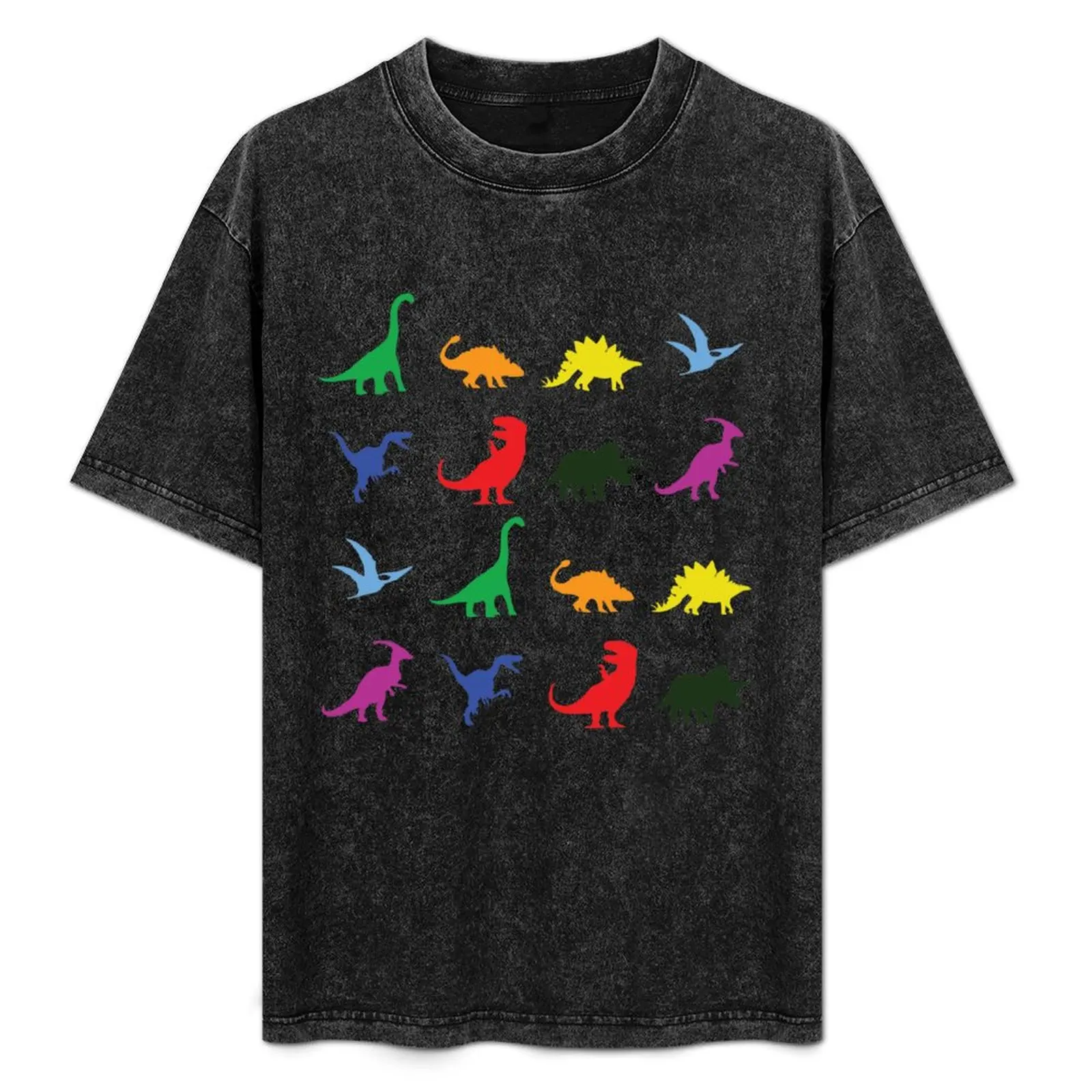 

Fun Dinosaur Pattern (Black Background) T-Shirt Simple Trendy Casual T-Shirt