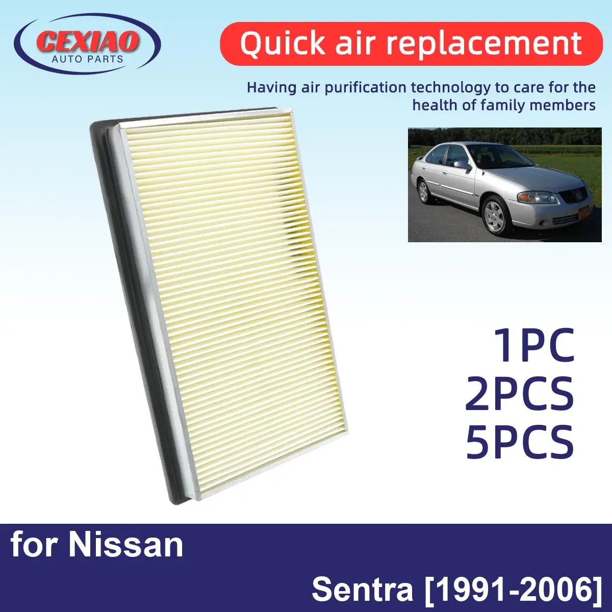 

1pc 2pcs Air Creator Engine filter Filter For Nissan Sentra 1991-2006 High cost performance CA4309 25043775 2509216