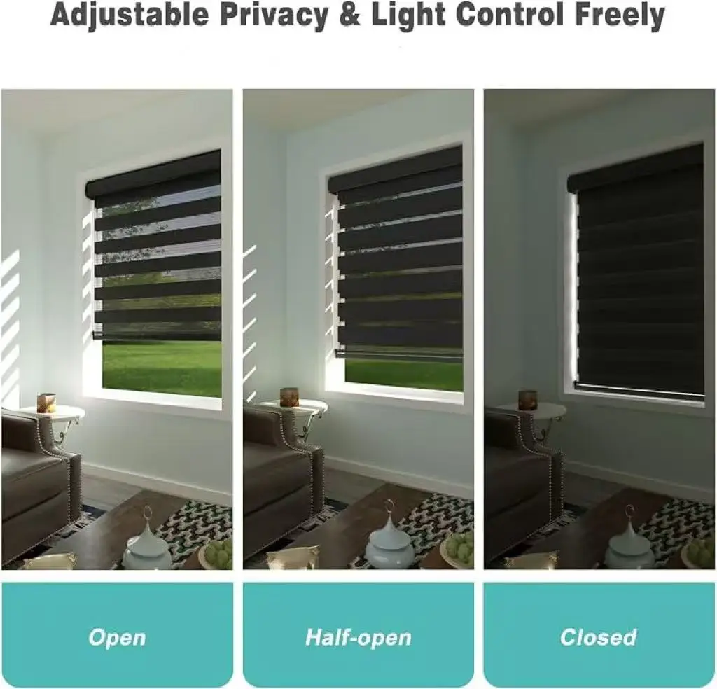 New Design Smart Electric Double Fabric Automated WIFI with Tuya Remote Alexa Controlled Motorized Zebra Blinds For Window