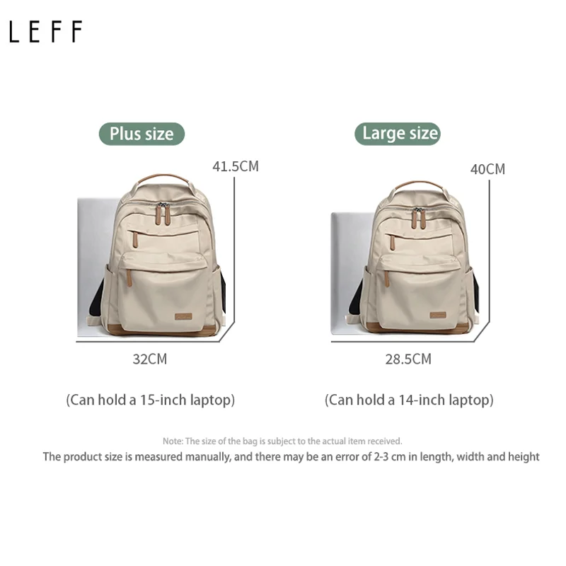 LEFF Fashion Backpack For Women High Quality Nylon Bag Outdoor Travel Waterproof Backpack Lightweight High End Feel Female Bags