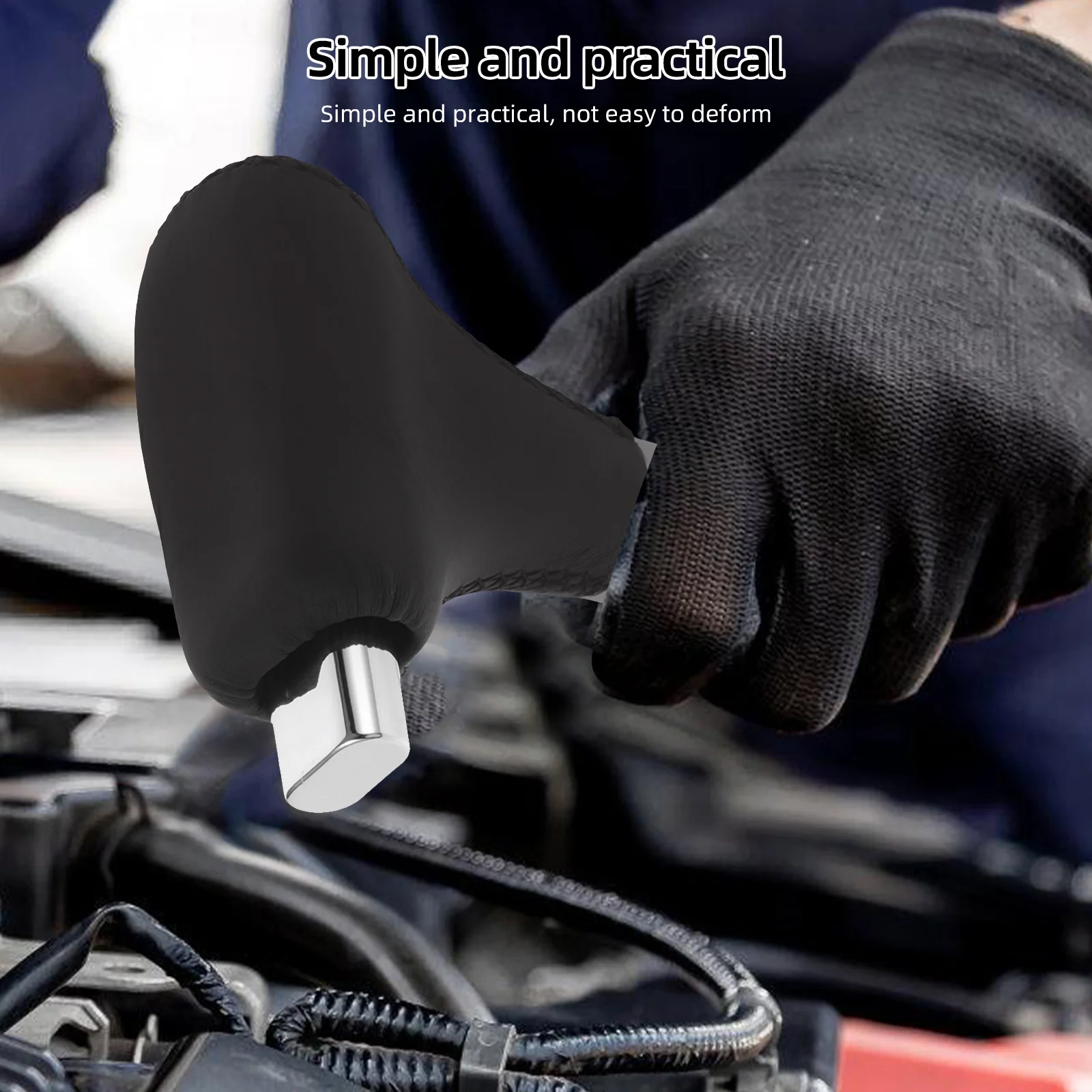 

Universal Automatic Transmission Gear Knob PU Hand-Stitched Car Gear Stick Knob 4 Adapter Replacement Automatic Knobs