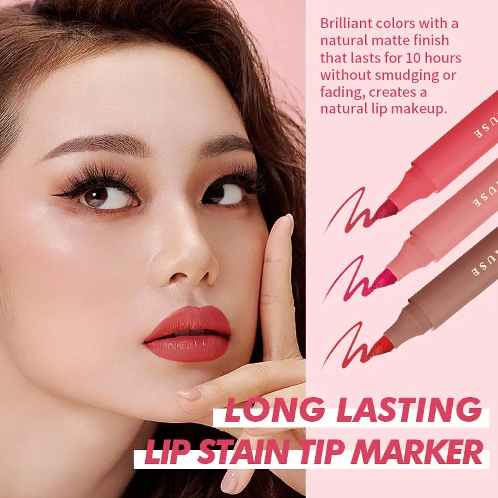 Lang anhaltender Lip gloss Bleistift 9 Farben matte Flüssigkeit und Lippen lippe Licht Make-up natürlichen Glanz i8c5