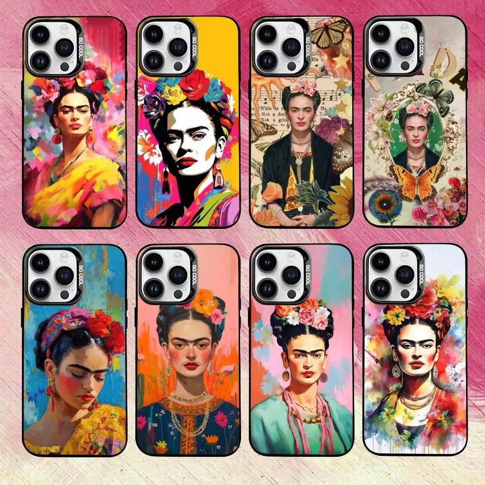 

Powerful F-Frida K-Kahlo Art Phone Case For iPhone 17,16,15,14,13,12,11 Plus,Pro Max,XS,Colored Silver Plated Inside Cover