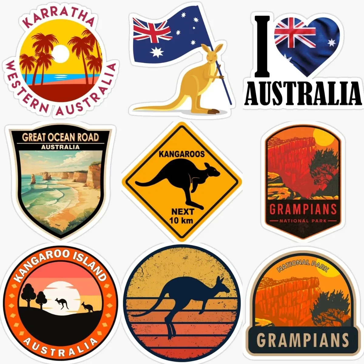 

AUS Australia Flag Emblem Kangaroo Creative PVC Sticker for Decorate Wall Car Window Bicycle Bumper Decal Accessories