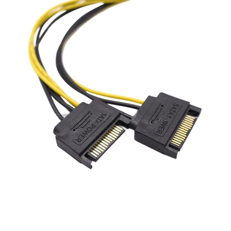 สายแปลง Dual SATA 15 พิน เป็น 8 พิน สำหรับการ์ดจอ GPU สายไฟ 6+2 พิน ตัวแยกสายไฟ 1 เป็น 2 สำหรับเคสคอมพิวเตอร์ ต่อขยายสายไฟ