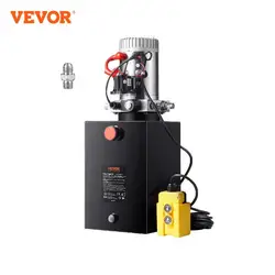 VEVOR Hydraulic Pump 12 Quart Hydraulic Power Unit Single Acting Dump Trailer Pump 0.91GPM Flow Rate 3200PSI Max Relief Pressure