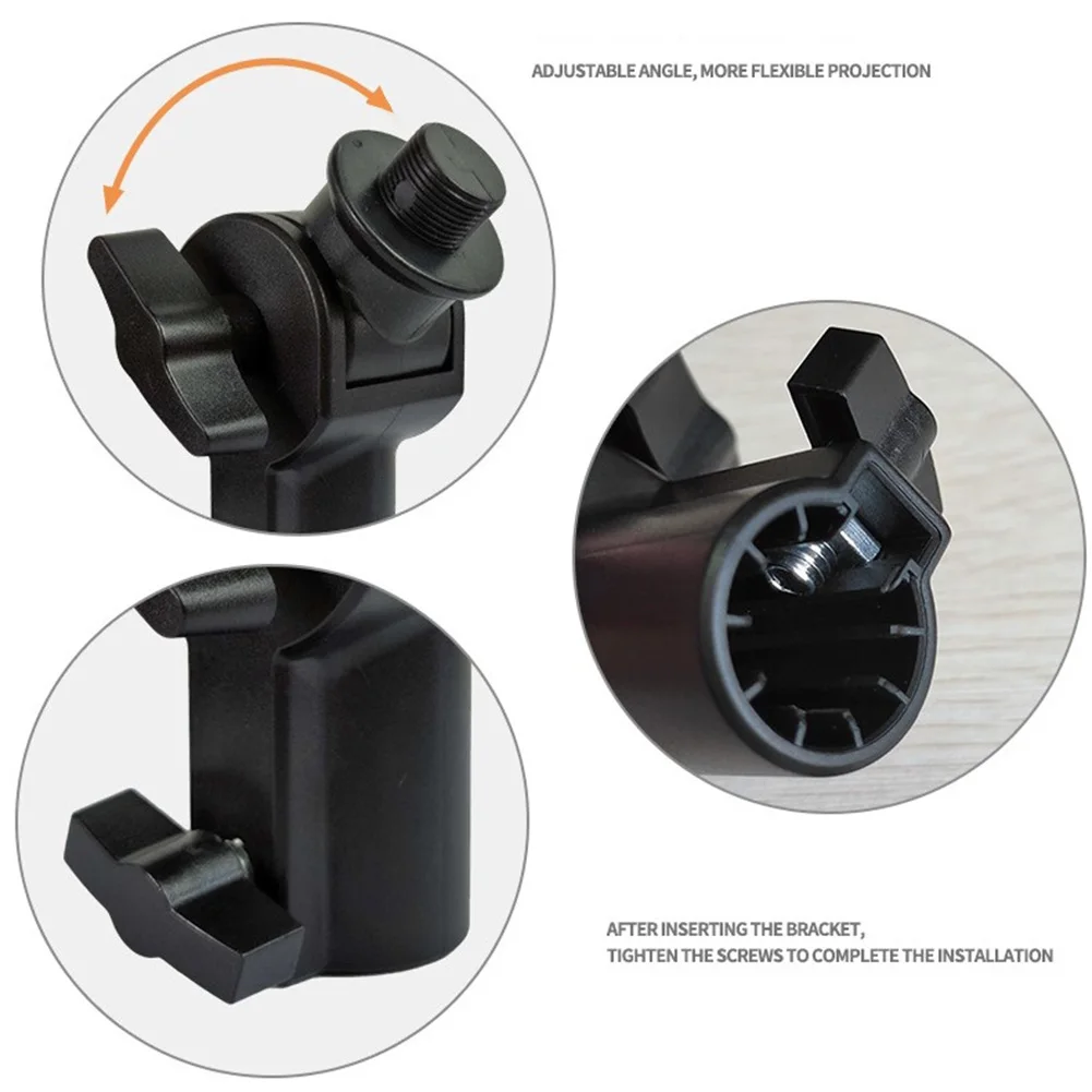 Supporto per proiettori con supporto a 360 ° vassoio 5/8 vite adattatore per accessori da 9cm convertitore con staffa nera regolabile in plastica