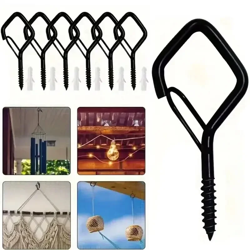 10/20PCS Q Hanger Hooks with Safety Buckle Windproof Anti-shedding Screw Hook Ceiling Flower Pot Plant Hanger Decorative Hook