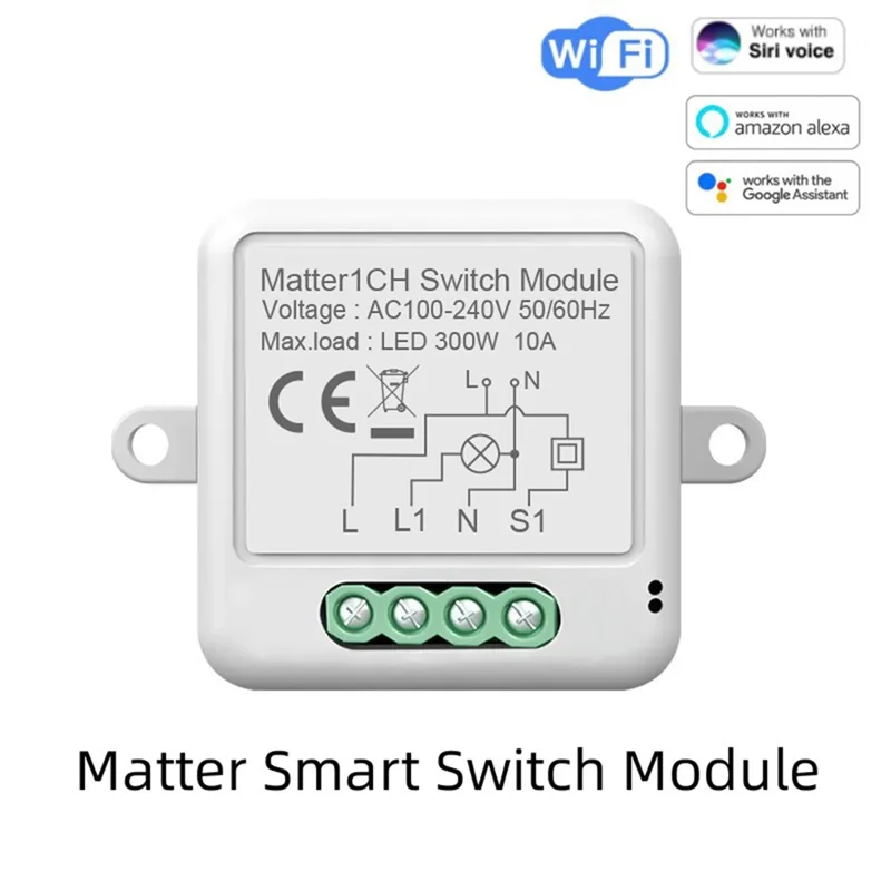 

-MEOF 1 PCS Matter Wifi Smart Switch White PC Tuya Smart Life Works With For Homekit Alexa Google Home