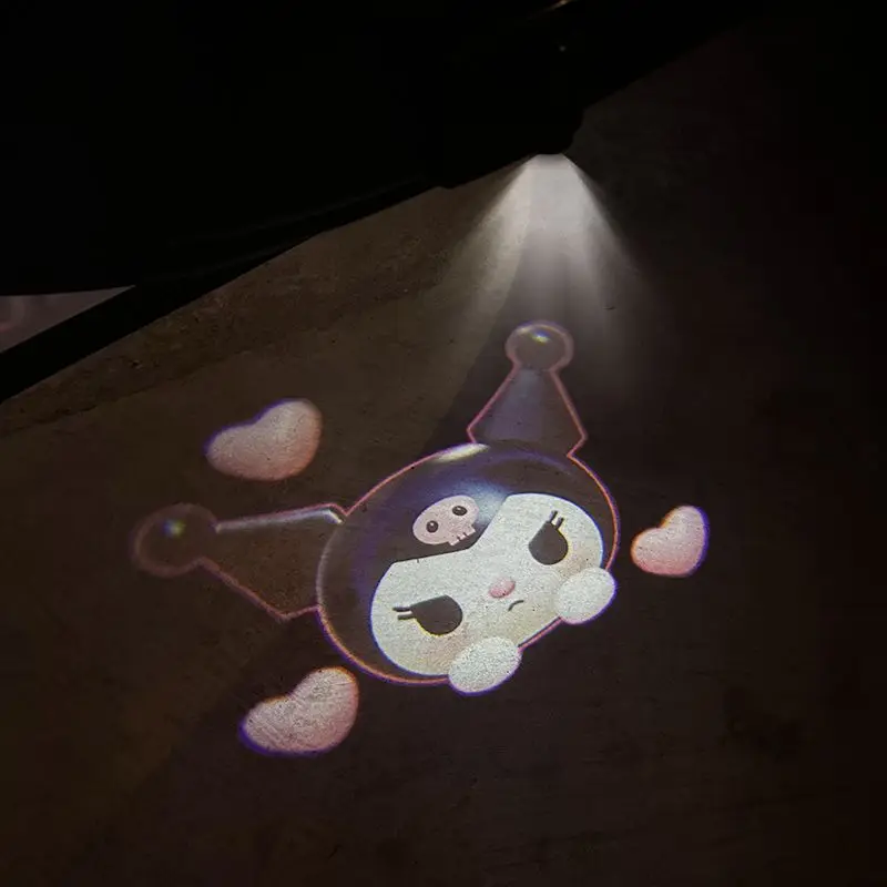 Sanrio Car Projector Light Welcome Light Ambient Light Sensor Door Light Hd Cartoon Hello Kitty Car Decorative Accessories