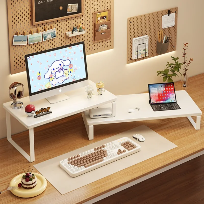 Double Countertop Monitor Riser Stand Rotatable Gaming Computer Storage Rack Office Desk Monitors Holder Monitor Organizer Base