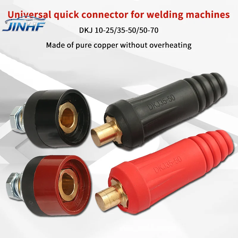 

Комплект из 4 быстроразъемных соединителей DKJ10-25 35-50 50-70 для TIG-сварочных аппаратов: кабельные разъемы (мама/папа) и панельные гнезда-зажимы