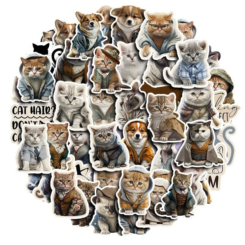 50PCS süße Gentleman Katzen Graffiti Aufkleber für Fahrrad Hand Konto Federmäppchen Aufkleber BulingBulingStickers Store