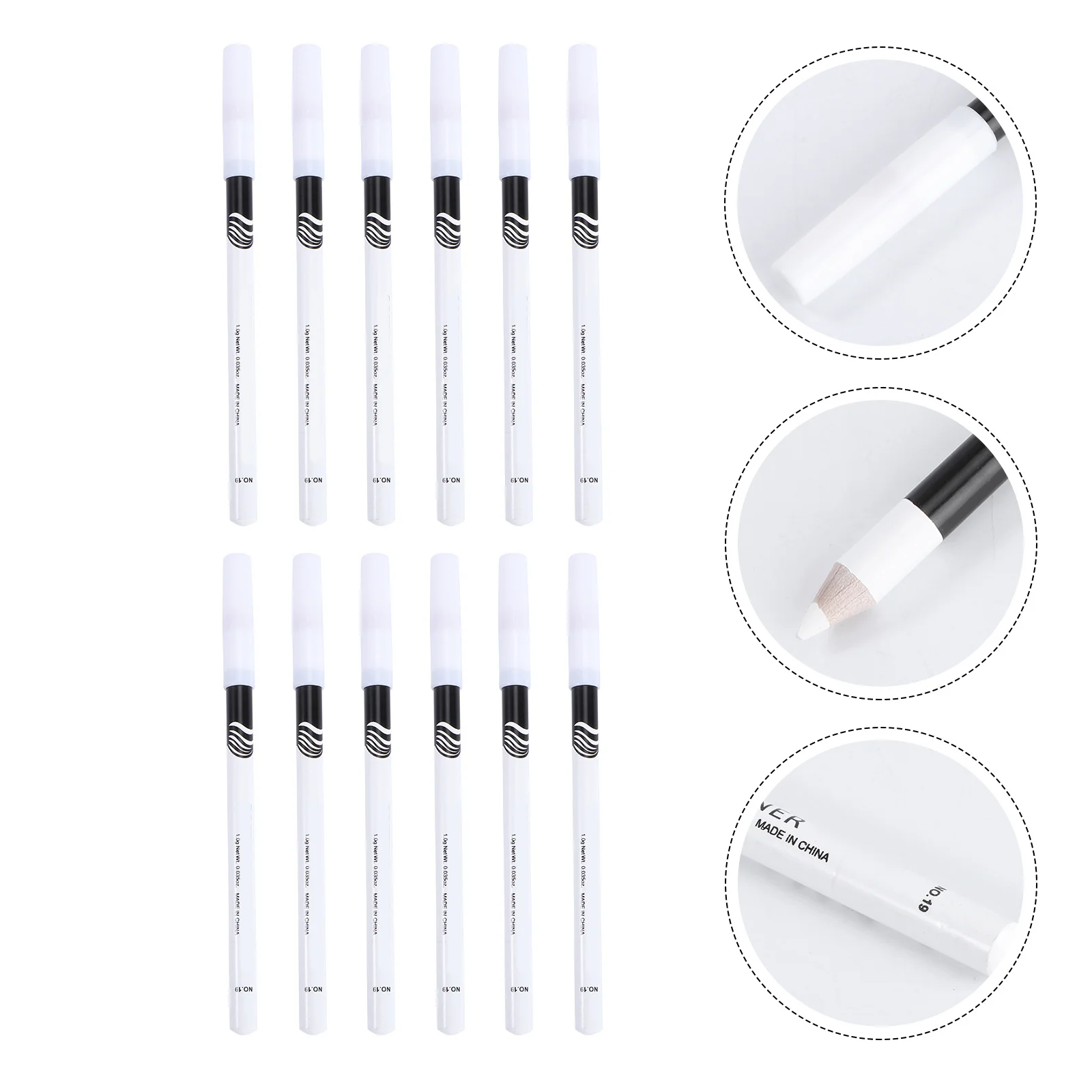 12 Stück Textmarker-Eyeliner-Stift, weißer Make-up-Stift, glatte, feine Spitze, starke Dehnung, verblasst nicht, wasserdicht, für Augenöffnungsecke