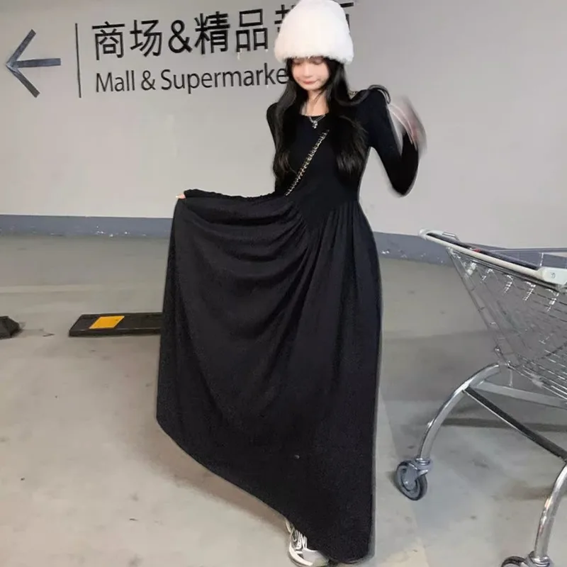 Robe taille haute à col rond pour femmes, nouveau Style français, jupe trapèze à la mode, jupe écrémante à la taille