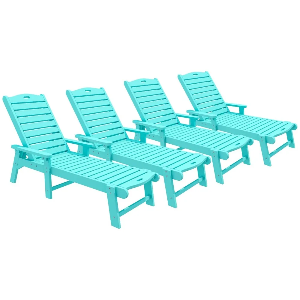 

Beach Chair Outdoor Chaise Lounge Chairs Set of 4 With Adjustable Backrest Waterproof Camping folding chair