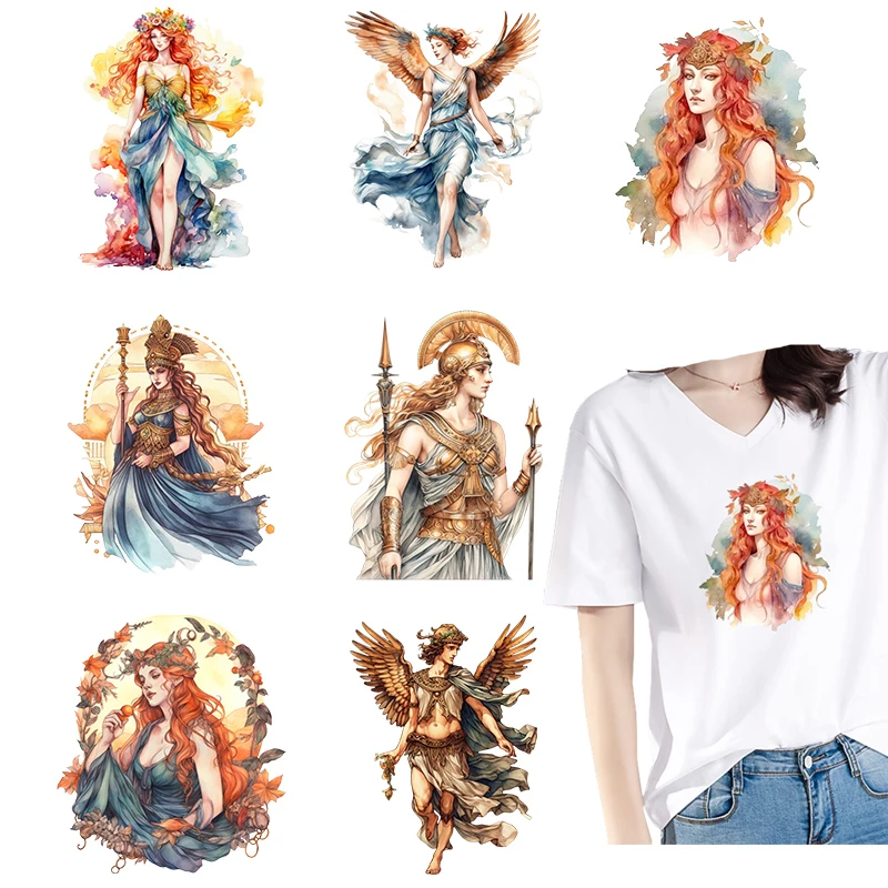 الحديد الساخن ختم آلهة الحرب القديمة نمط آلهة الإبداعية الكرتون نقل الحرارة ملصق ملابس الكبار ملصق قابل للغسل