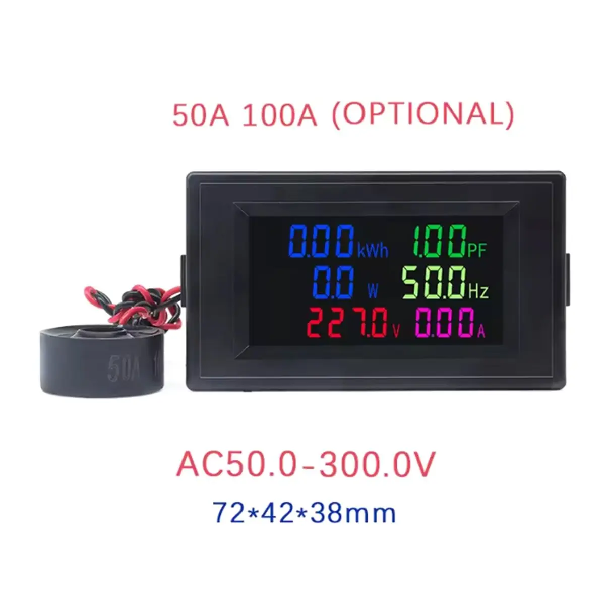 Y60A NEW-Digital Panel Wattmeter Multifunctional Single-Phase Energy Meter AC Power 50A/100A 0.1W-9999KW Voltage Current 100A