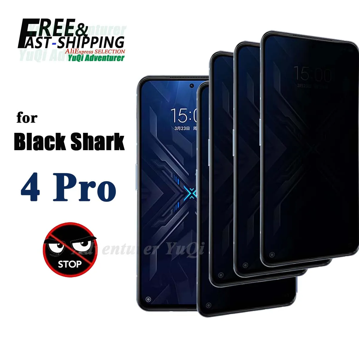 Anti Spy Screen Protector For Black Shark 4 Pro Xiaomi Tempered Glass 9H Privacy Peep High Aluminum Case Friendly