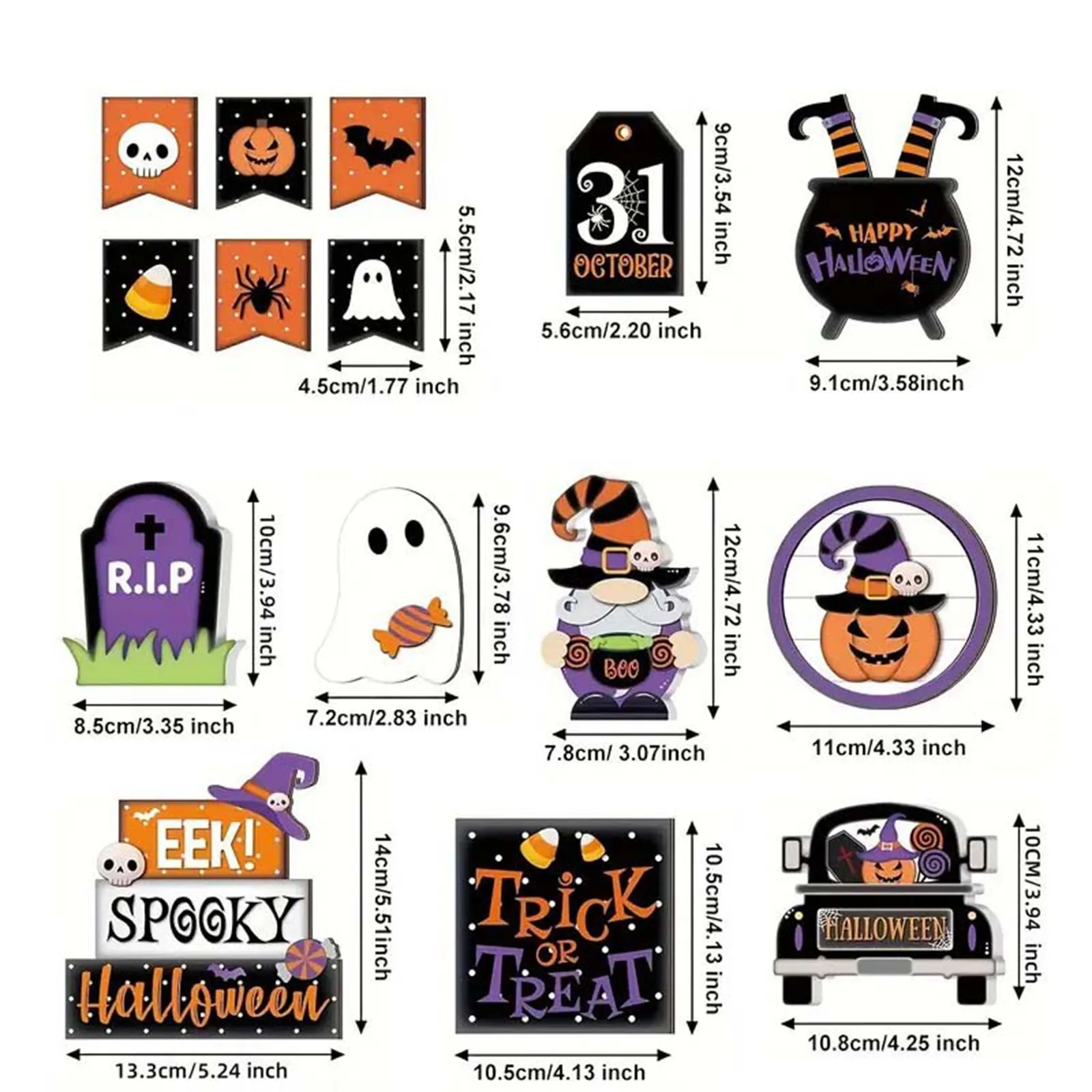 Halloween Tiered Tray Decor Set 15 Pcs Cute Wooden Signs Rustic Tier Tray Decor Set Home Table House Room Houseroom Party