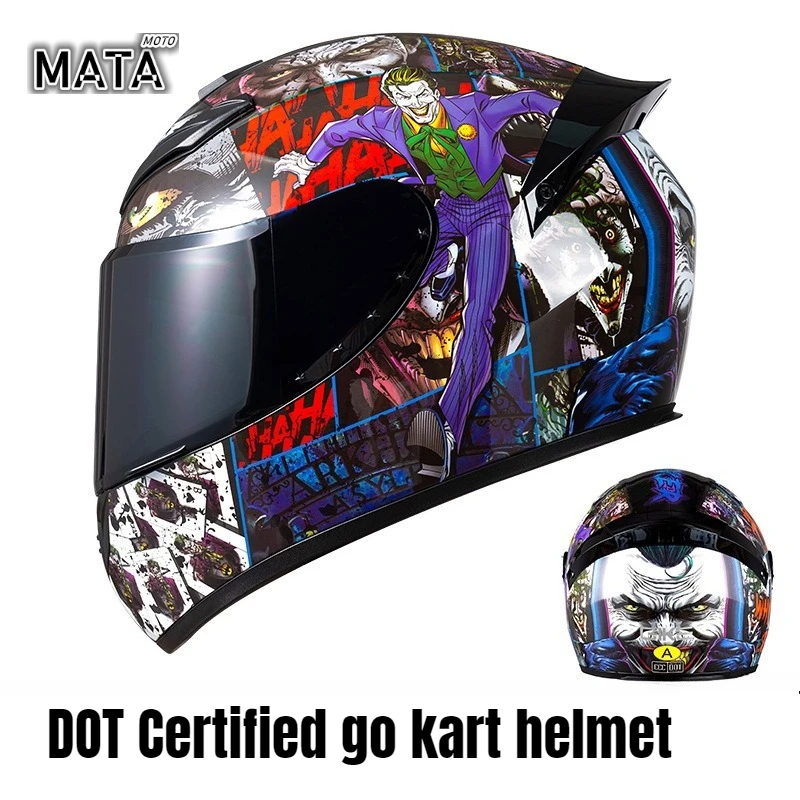 

Шлем для картинга с сертификацией DOT, унисекс, для гонок, мотоциклетный, полнолицевой, с защитой от запотевания, винтажный стиль, для скутера, полное покрытие, ретро, индивидуальный дизайн