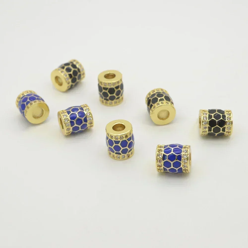 1 Piece Beads for Diy Bracelet Necklace Chains Making Color enamel Inlay Zircon brass Beaded Jewelry Accessories Bulk Wholesale