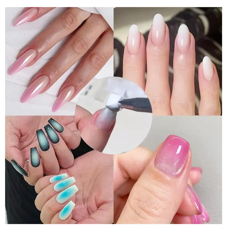 إسفنجات أظافر ناعمة لإسفنجات تزيين الأظافر أومبير مع قلم إمساك أظافر أومبير أدوات تزيين الأظافر ملحقات احترافية #5