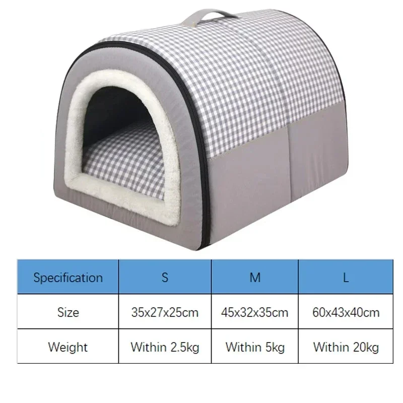 Enclosed Warm Dog Bed for Small Medium Dogs Foldable Waterproof Dog Cave House Removable Cat Nest Basket Pet Supplies