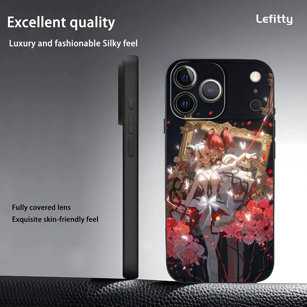 Casing Ponsel Carlotta Wuthering Waves yang Lucu Untuk IPhone 17 16 15 14 13 12 11 Pro Max Plus Mini Hitam Berlapis Lembut Funda