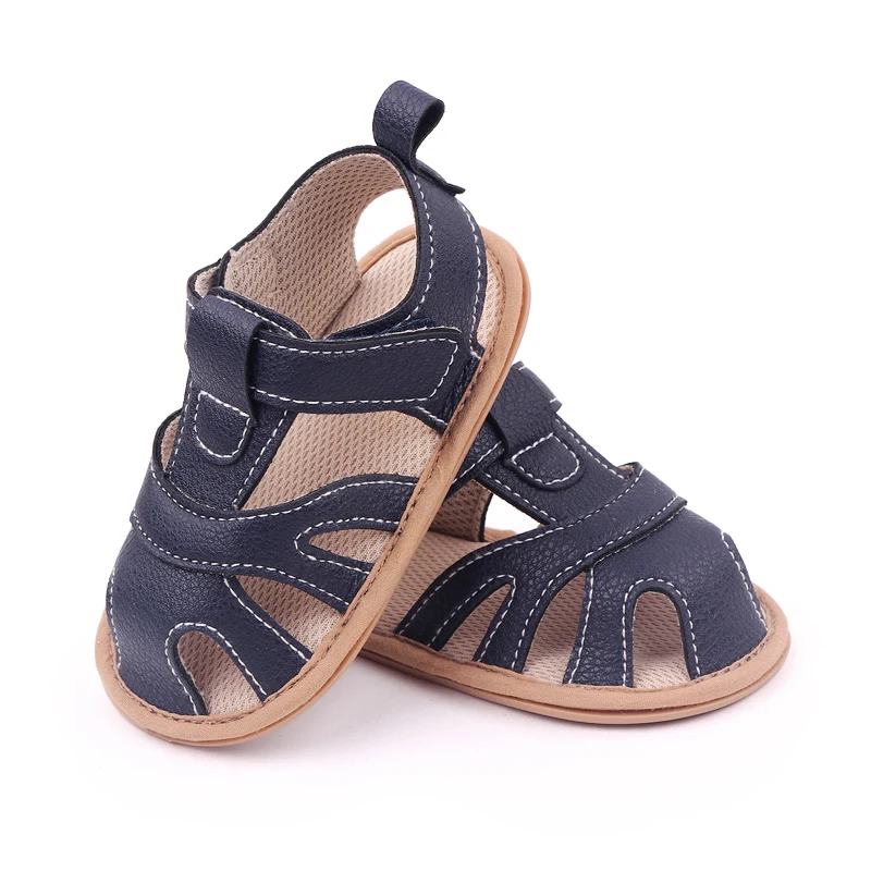 Baby Summer Sandal High Quality TPR Sole Anti-slip Toddler Beach Shoes PU Waterproof for Newborn Boys and Girls 0-9-18 Months