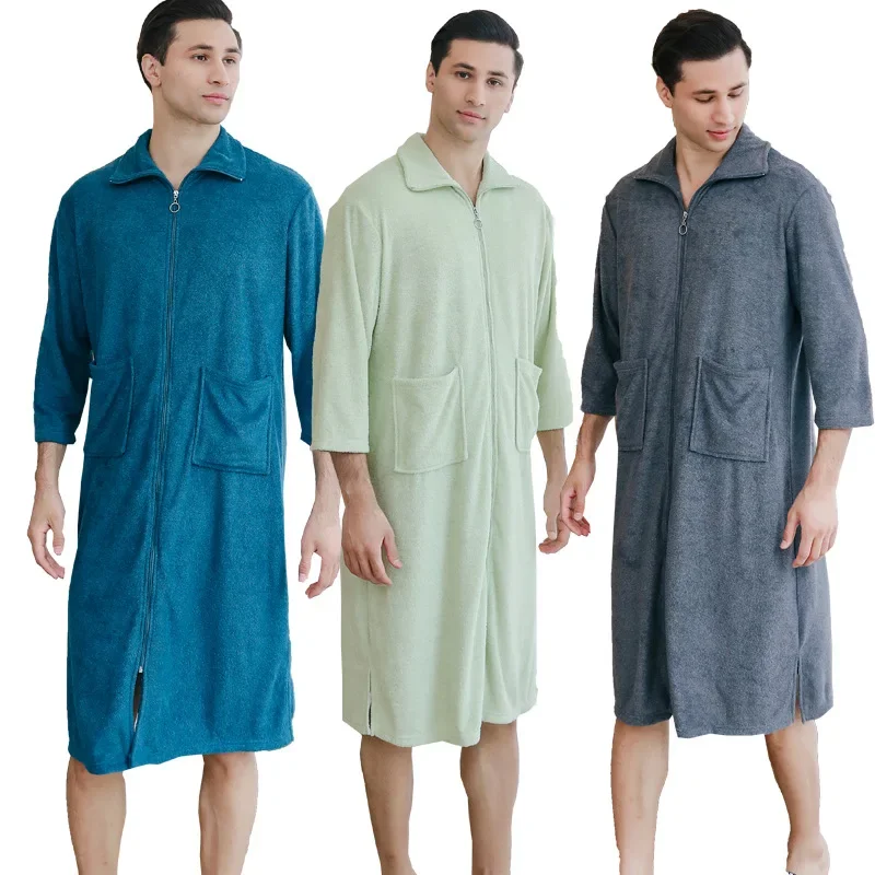 

Women Men Bath Robe Waffle Shower Sleepwear Nightgowns Robe Male Female Bathrobe Long Woman Man Pajamas M-XL