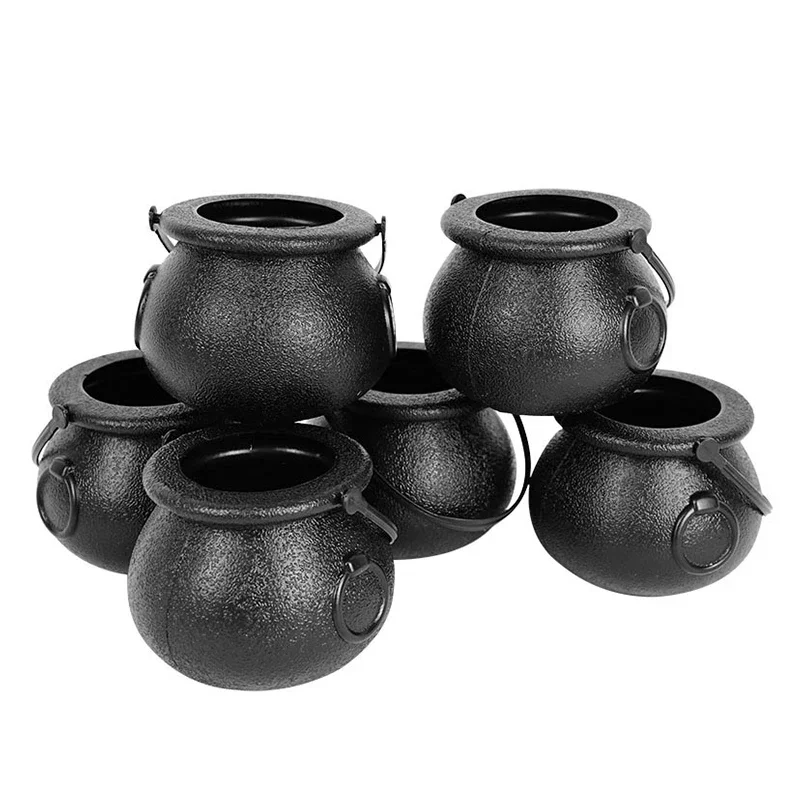 6pcs Mini Halloween Candy Bucket Witch Cauldron Holder- Trick Or Treat Party Decor Props Kids Toy