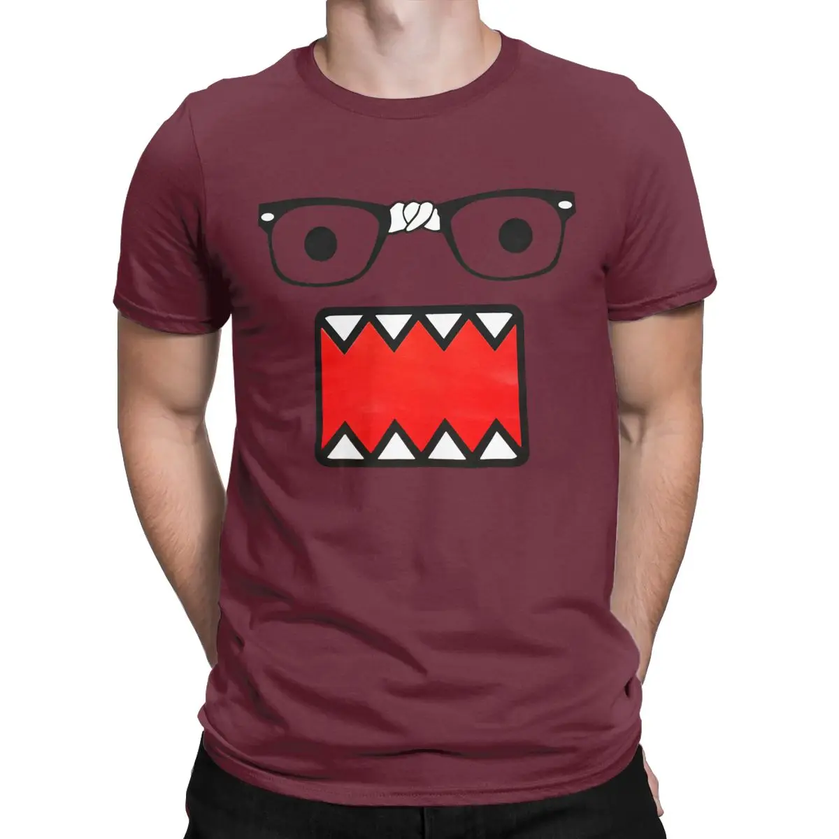 Domo Kun Print Funny T Shirt for Men Pure Cotton Casual T-Shirt Crewneck Cute Doll Tee Shirt Short Sleeve merchandise Printed