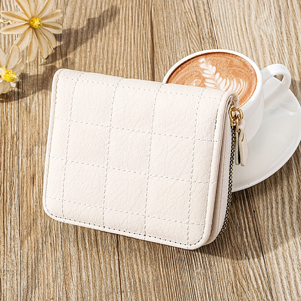 Women Men Coin Purse Simple PU Leather Wallet Zipper Solid Color Bifold Design Daily Men Card Holder Accessories