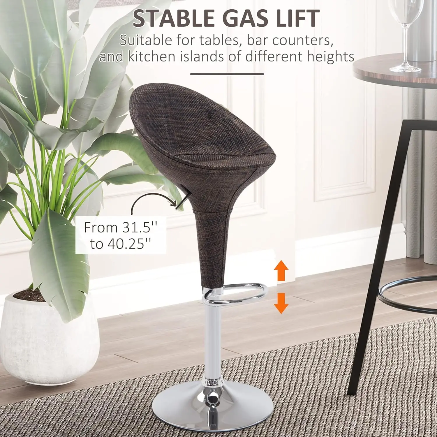 Adjustable Bar Stools Set Of 2, Rattan Bar Height Barstools With Swivel For Pub Counter Kitchen