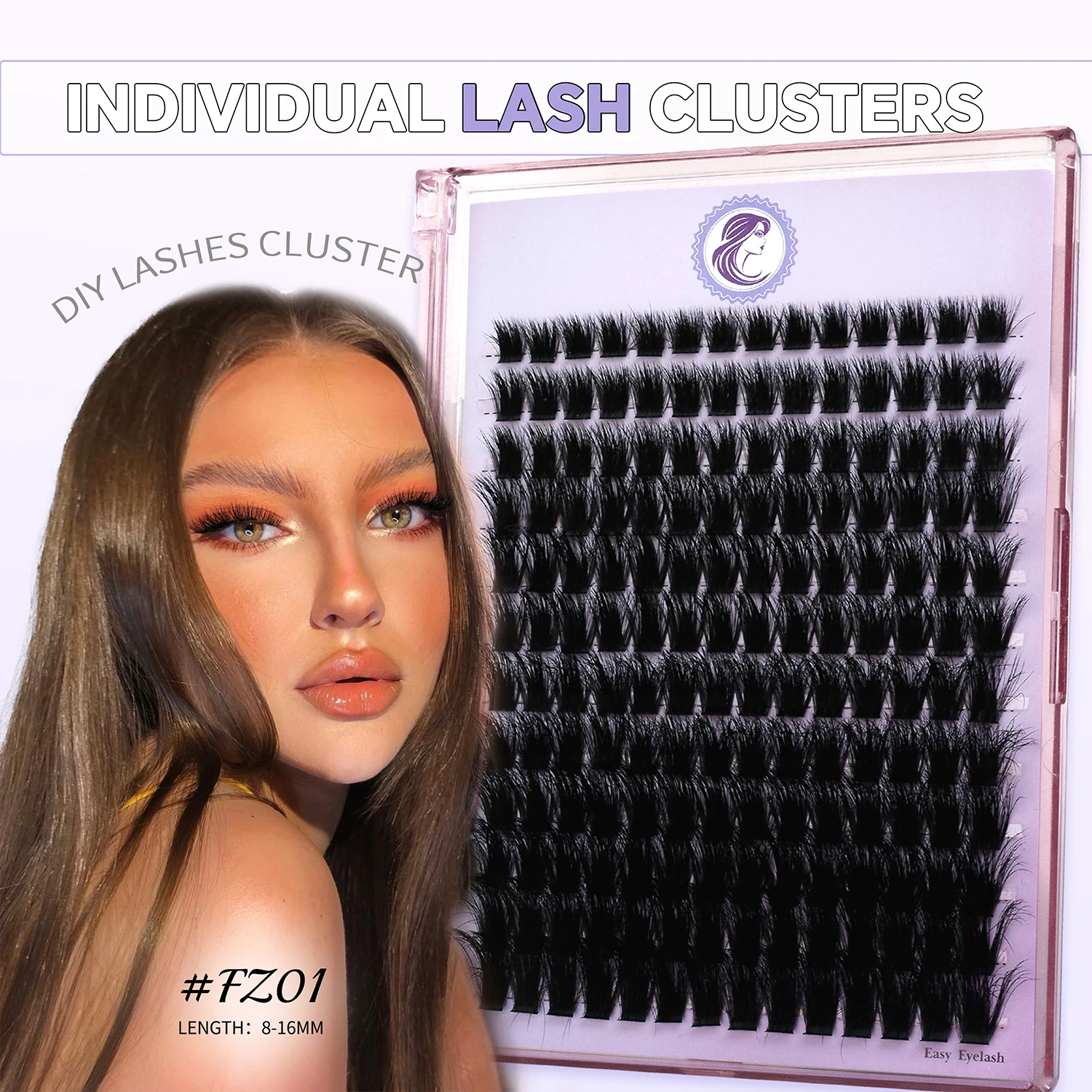 GROINNEYA Fluffy Lash Clusters DIY Eyelashes Extension Fluffy Volume Lashes Natural Thick Individual Lashes 3D Faux Mink Lashes