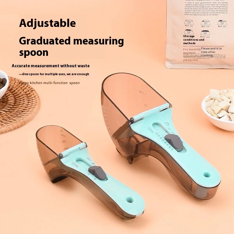 

Cat Food Scoop Dog Food Scoop Pet Measuring Scale Food Measuring Cup Adjustable Scoop Measuring Food Grams Scoop Supplies