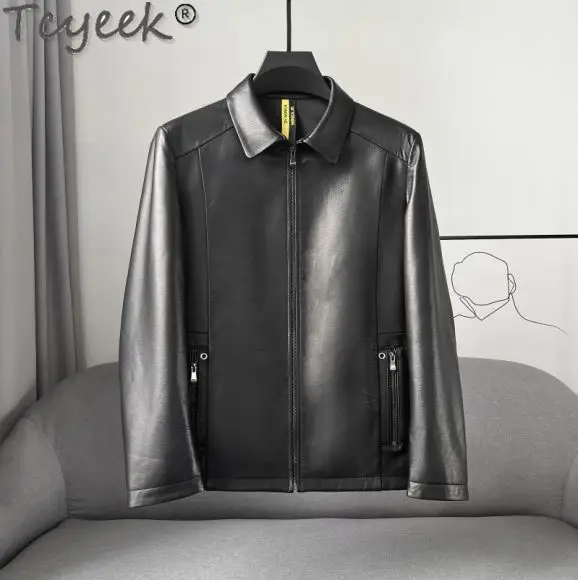 Tcyeek Genuine Leather Sheepskin Coat Male Spring Autumn Clothes Men's Leather Jackets New in Outerwear Jaqueta De Couro 2024