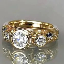 KSRA 2024 New Fashion Creative Geometric Gold Color Brass Rings Rhinestones Finger Rings For Women Jewelry New 
