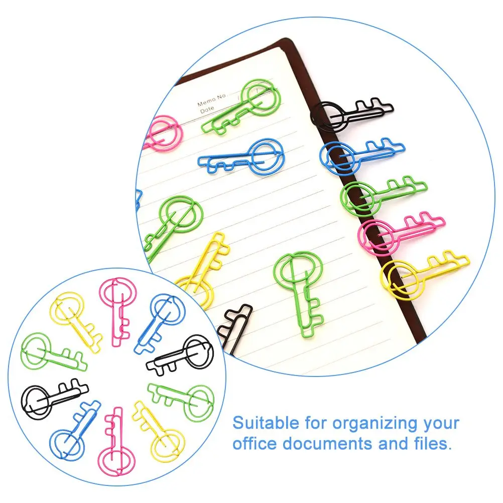 50 قطعة مشبك ورق مفتاح لطيف على شكل مقاطع مخطط سلك ديكور مكتب المرجعية دبابيس ورق الجدة