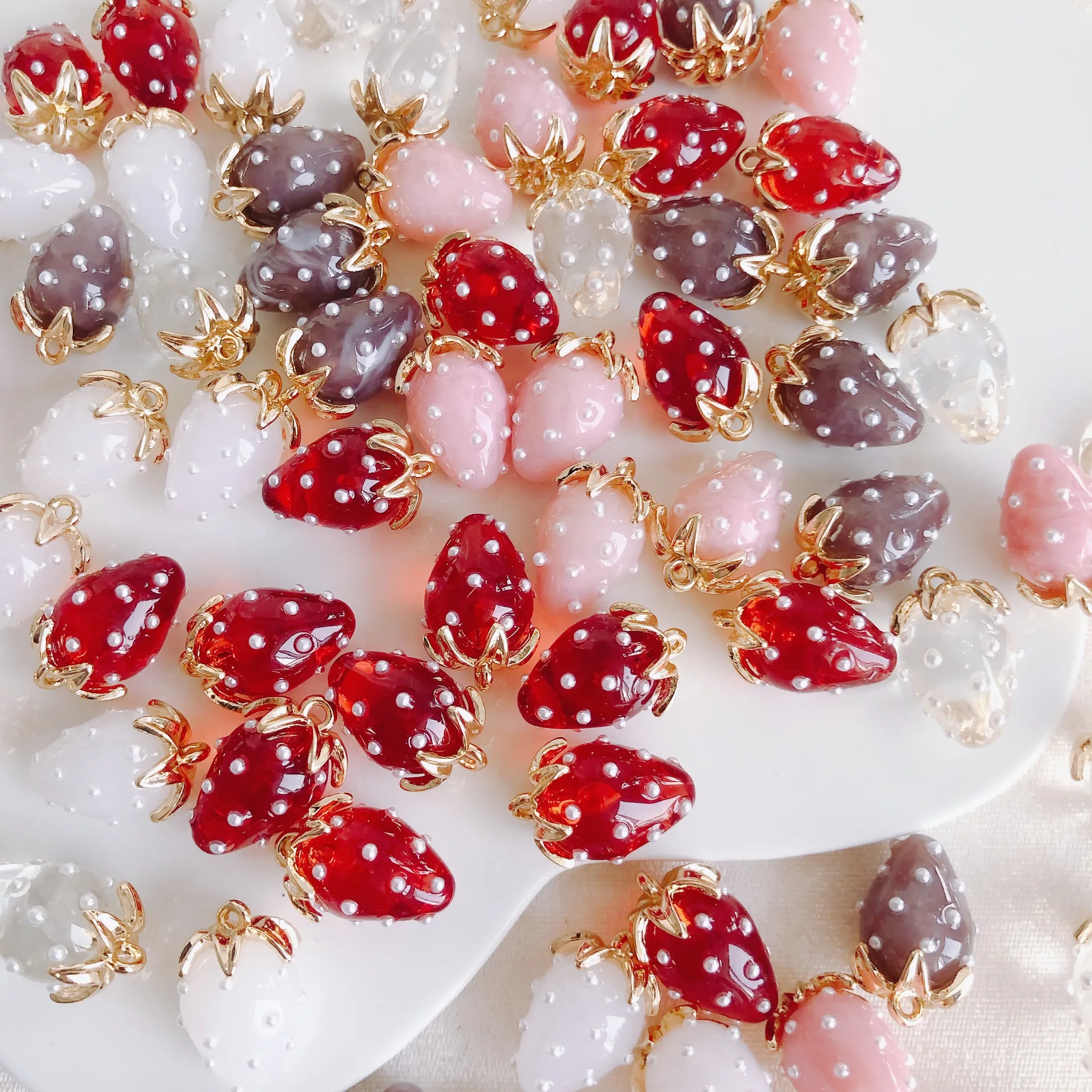 10pcs/lot Fashion strawberry With rhinestone fruit pendant Earrings Drop bling charm Ear Studs connecter tag Jewelry DIY